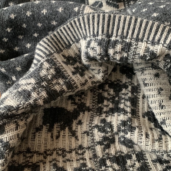 Unlimited Quest Clothing Gray White Wool Blend Mock Neck Sweater Deer Size L - Picture 5 of 7